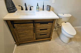 Bathroom renovation bathroom cabinet and countertop renovation by Grecam Contracting