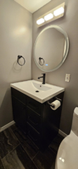 Vanity black vanity white countertop